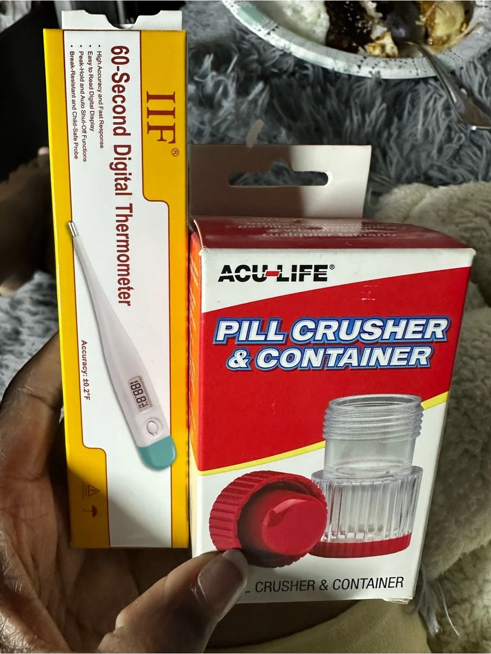 Red Pill Crusher & Container - Easy Medication Storage-Digital Thermometer